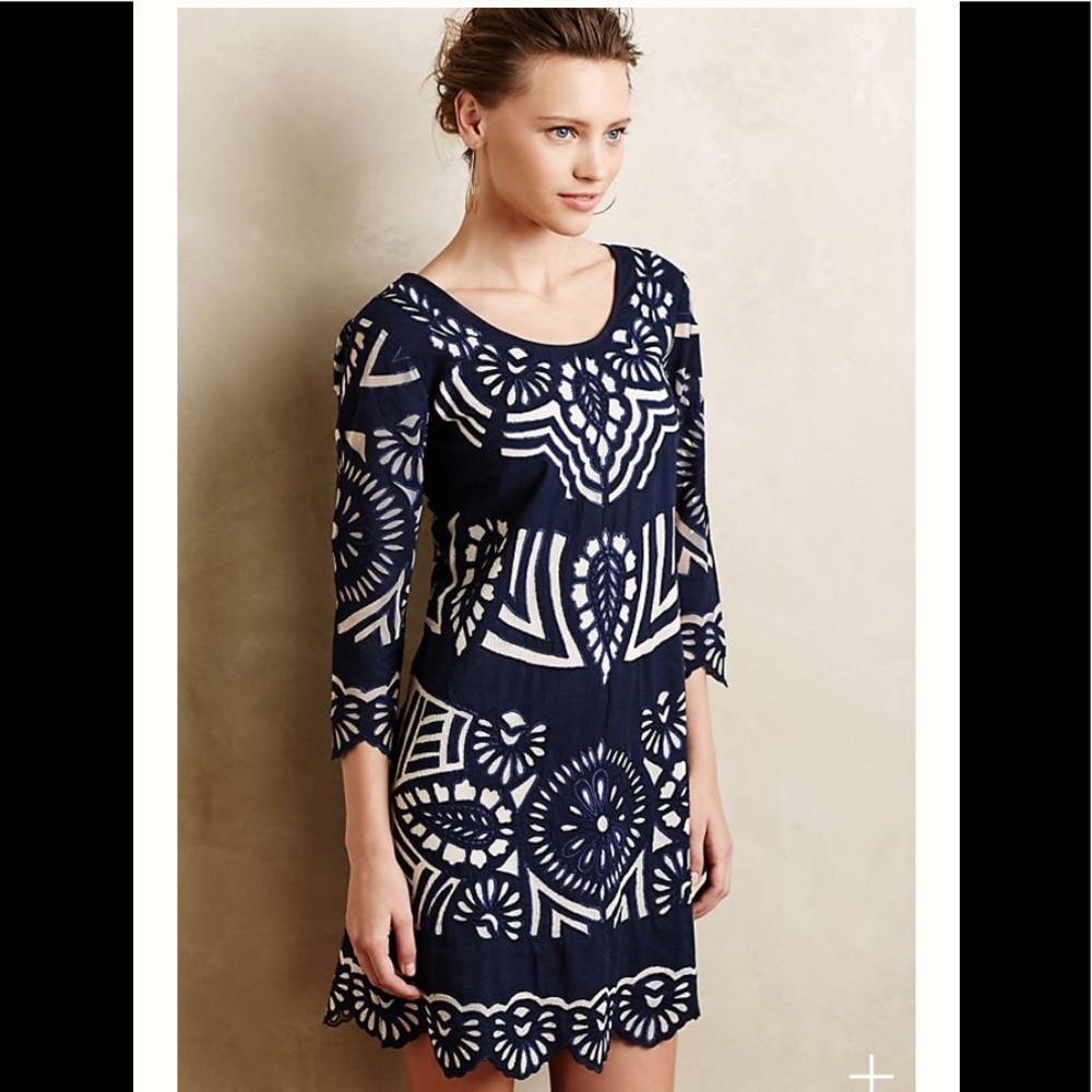 Anthropologie Kerala Embroidered Shift Dress